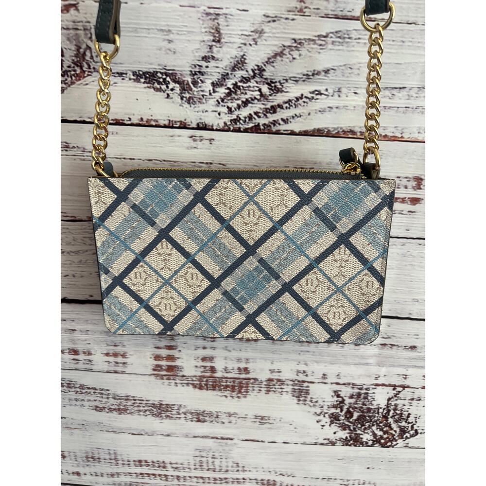 Nanette Lepore Crossbody Purse Wallet Blue Cream Gold - Picture 4 of 13